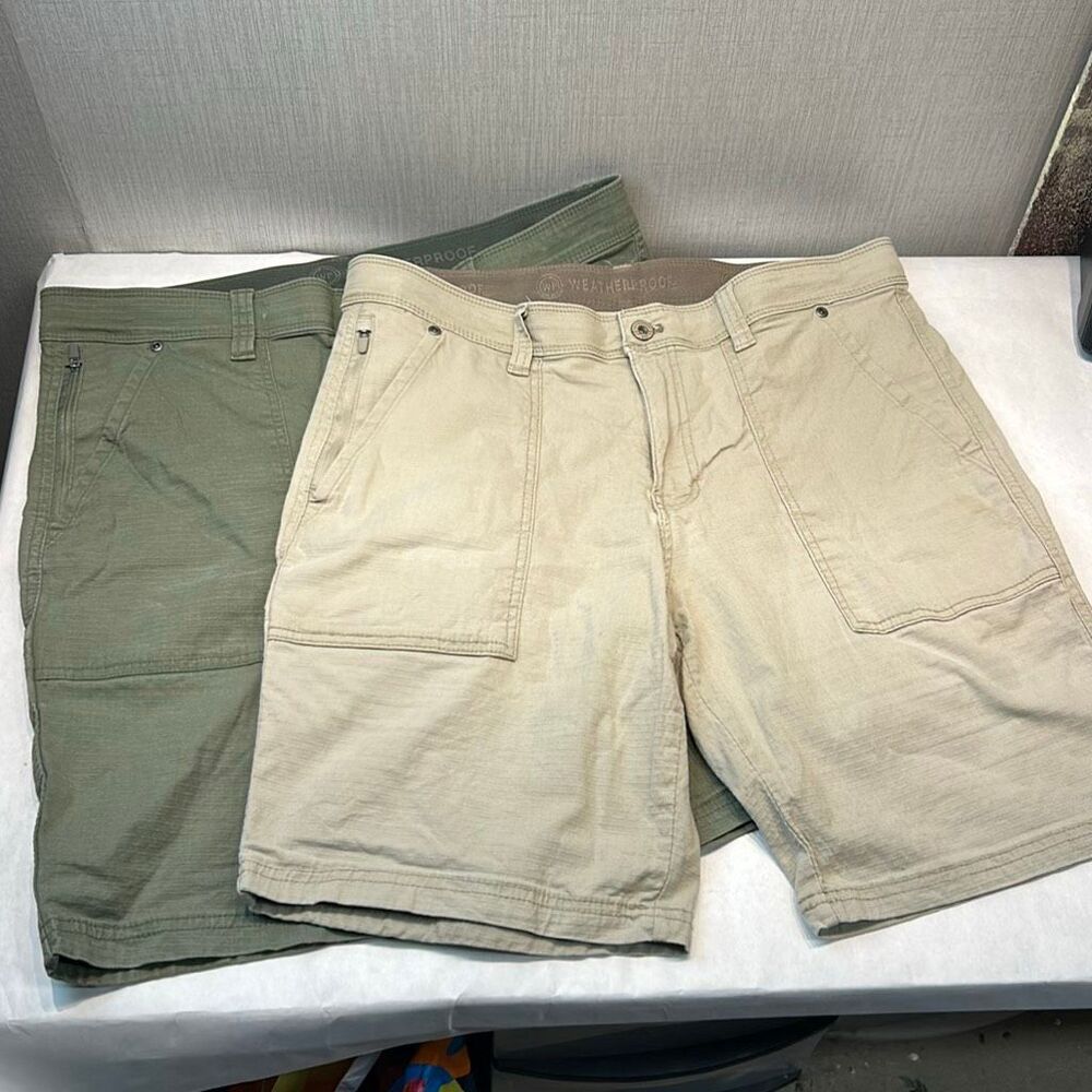 Weatherproof Trail Utility Cargo Shorts Mens Sz 32 Ripstop Set Lot 2 Pairs Khaki